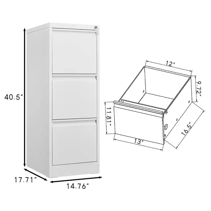 Acekool 3 Drawer File Cabinet with Lock, Heavy Duty Vertical Filing Cabinet for Home Office