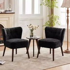 Accent Chairs for Living Room, Mid-Century Wooden Fabric Living Room Chairs, Side Chairs for Living Room, Bedroom, Reading Nook