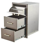 Outdoor Kitchen Drawers 17 W x 30 H x 21 D, Flush Mount Triple BBQ Drawers with Stainless Steel Handle, Paper Towel Holder Combo for BBQ Island