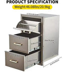Outdoor Kitchen Drawers 17 W x 30 H x 21 D, Flush Mount Triple BBQ Drawers with Stainless Steel Handle, Paper Towel Holder Combo for BBQ Island