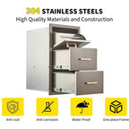 Outdoor Kitchen Drawers 17 W x 30 H x 21 D, Flush Mount Triple BBQ Drawers with Stainless Steel Handle, Paper Towel Holder Combo for BBQ Island