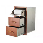 Outdoor Kitchen Drawers 17 W x 30 H x 21 D, Flush Mount Triple BBQ Drawers with Stainless Steel Handle, Paper Towel Holder Combo for BBQ Island
