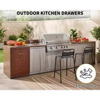 Outdoor Kitchen Drawers 17 W x 30 H x 21 D, Flush Mount Triple BBQ Drawers with Stainless Steel Handle, Paper Towel Holder Combo for BBQ Island