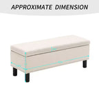 Furniliving Tufted Linen Upholstered Rectangular High Capacity Storage Bench with Button Tufting for Bedroom/Entryway/Hallway