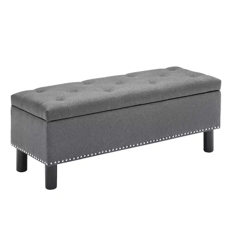 Furniliving Tufted Linen Upholstered Rectangular High Capacity Storage Bench with Button Tufting for Bedroom/Entryway/Hallway