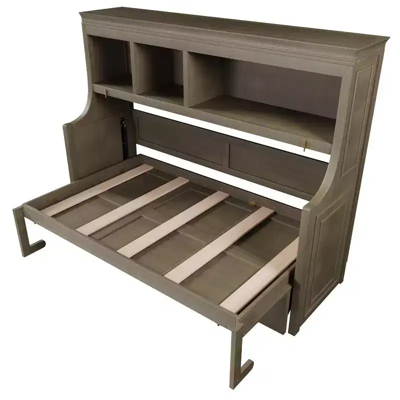 Whisen Elegant Twin Size Murphy Bed with Desk and Storage Shelves