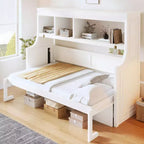 Whisen Elegant Twin Size Murphy Bed with Desk and Storage Shelves