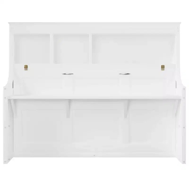 Whisen Elegant Twin Size Murphy Bed with Desk and Storage Shelves