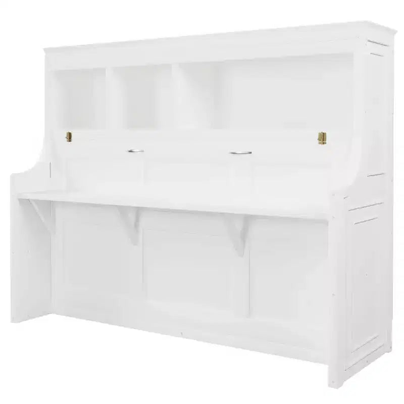 Whisen Elegant Twin Size Murphy Bed with Desk and Storage Shelves