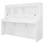 Whisen Elegant Twin Size Murphy Bed with Desk and Storage Shelves