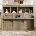 Whisen Elegant Twin Size Murphy Bed with Desk and Storage Shelves