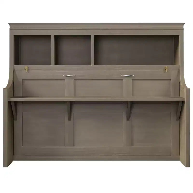 Whisen Elegant Twin Size Murphy Bed with Desk and Storage Shelves