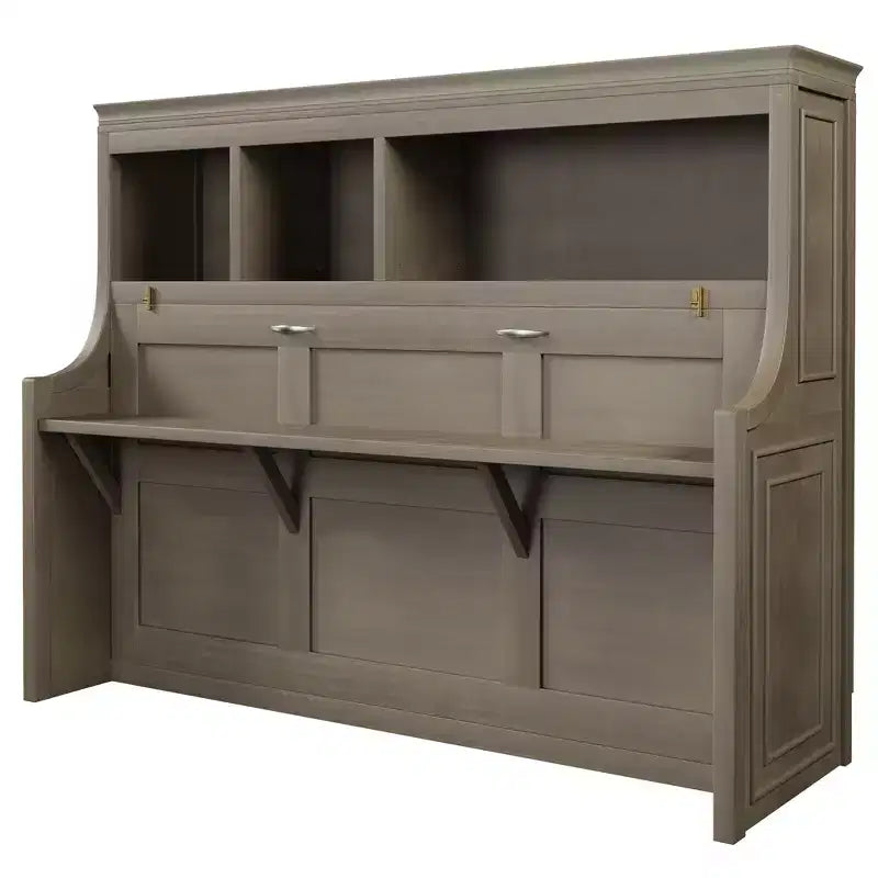 Whisen Elegant Twin Size Murphy Bed with Desk and Storage Shelves