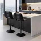 Set of 2 Modern Adjustable Swivel Bar Stools with Backrest, Faux Leather Counter Chairs for Kitchen Island, Dining Room or Living Area