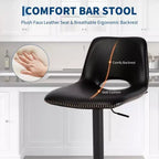 Set of 2 Modern Adjustable Swivel Bar Stools with Backrest, Faux Leather Counter Chairs for Kitchen Island, Dining Room or Living Area