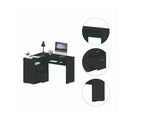TUYOHW Scrivania ad angolo a L, Scrivania per computer con due cassetti e vano per CPU, Ripiano per tastiera, Scaffale aperto, Scrivania da scrittura per ufficio, camera da letto