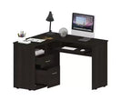 TUYOHW Scrivania ad angolo a L, Scrivania per computer con due cassetti e vano per CPU, Ripiano per tastiera, Scaffale aperto, Scrivania da scrittura per ufficio, camera da letto