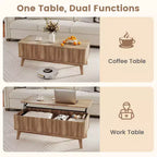 Costway 43.5'' Fluted Lift Top Coffee Table w/Lift Tabletop Hidden Compartments for Home