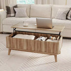 Costway 43.5'' Fluted Lift Top Coffee Table w/Lift Tabletop Hidden Compartments for Home