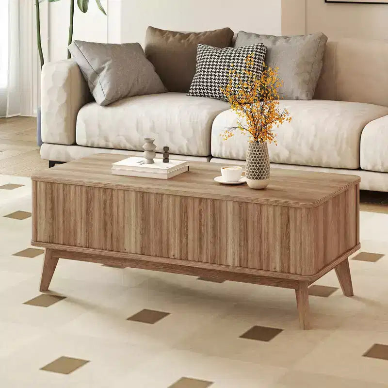 Costway 43.5'' Fluted Lift Top Coffee Table w/Lift Tabletop Hidden Compartments for Home