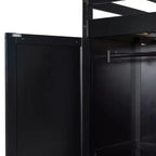 Letto a Soppalco da Gioco Full Size con Scrivania e Luci RGB, Struttura Letto a Soppalco in Legno Full con Armadio, Mensole e Tende Oscuranti