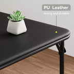 34 Folding Card Table with Collapsible Legs & PU Padded Tabletop, Portable Square Game Table for Home, Parties, Picnics(Only Table)
