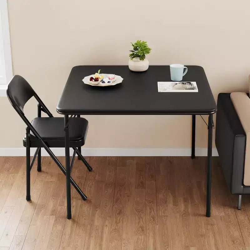 34 Folding Card Table with Collapsible Legs & PU Padded Tabletop, Portable Square Game Table for Home, Parties, Picnics(Only Table)