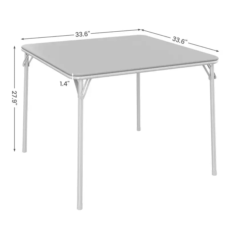 34 Folding Card Table with Collapsible Legs & PU Padded Tabletop, Portable Square Game Table for Home, Parties, Picnics(Only Table)