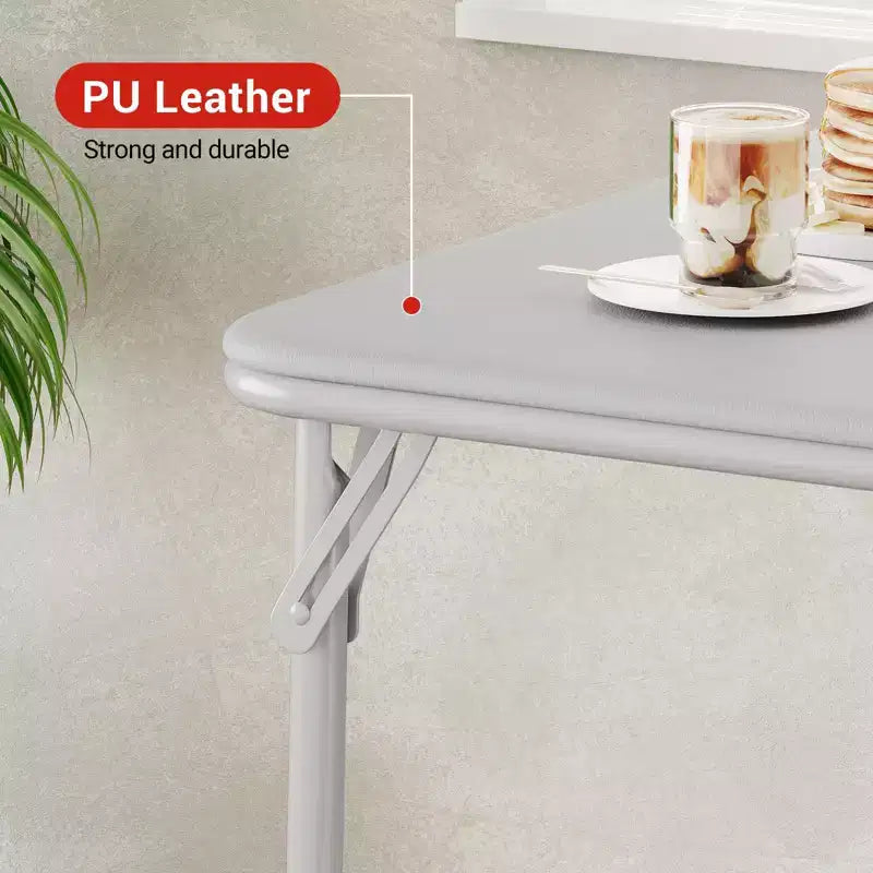 34 Folding Card Table with Collapsible Legs & PU Padded Tabletop, Portable Square Game Table for Home, Parties, Picnics(Only Table)
