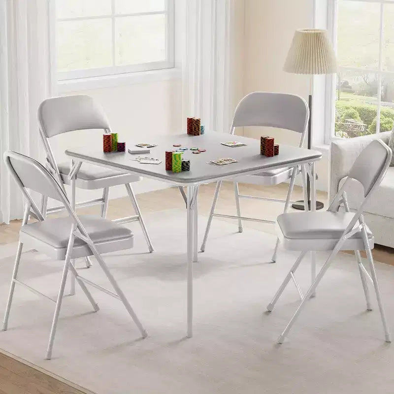 34 Folding Card Table with Collapsible Legs & PU Padded Tabletop, Portable Square Game Table for Home, Parties, Picnics(Only Table)