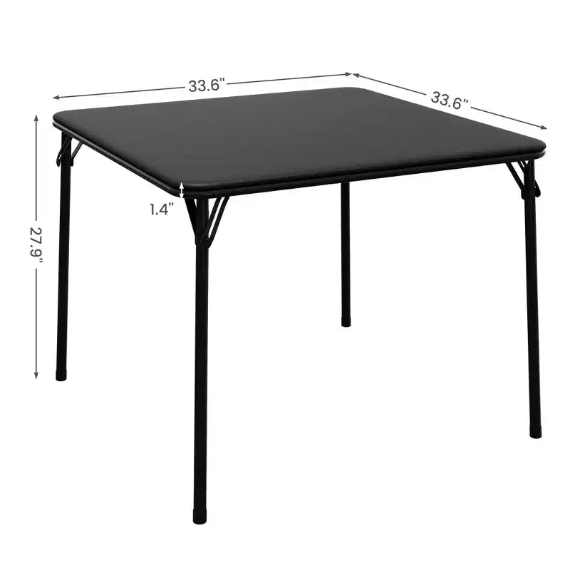 34 Folding Card Table with Collapsible Legs & PU Padded Tabletop, Portable Square Game Table for Home, Parties, Picnics(Only Table)