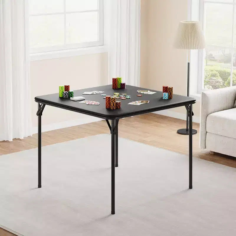34 Folding Card Table with Collapsible Legs & PU Padded Tabletop, Portable Square Game Table for Home, Parties, Picnics(Only Table)