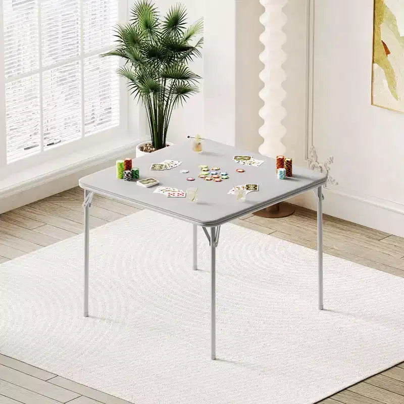34 Folding Card Table with Collapsible Legs & PU Padded Tabletop, Portable Square Game Table for Home, Parties, Picnics(Only Table)