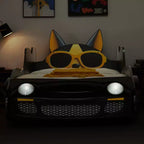 GDFStudio Fauna Letto singolo moderno a forma di auto da corsa dei cartoni animati con fari a LED