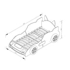 GDFStudio Fauna Letto singolo moderno a forma di auto da corsa dei cartoni animati con fari a LED