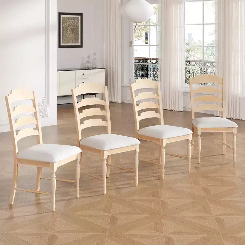 GDFStudio Terry Vintage Rubberwood Upholstered Dining Chairs with Serrated Back Design
