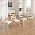 GDFStudio Terry Vintage Rubberwood Upholstered Dining Chairs with Serrated Back Design