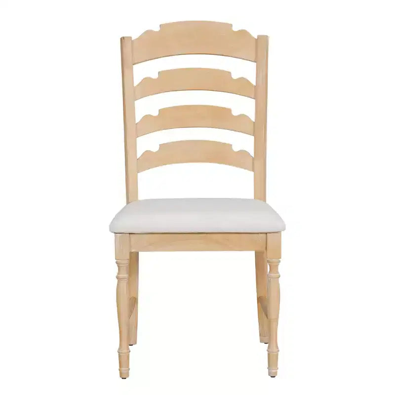 GDFStudio Terry Vintage Rubberwood Upholstered Dining Chairs with Serrated Back Design