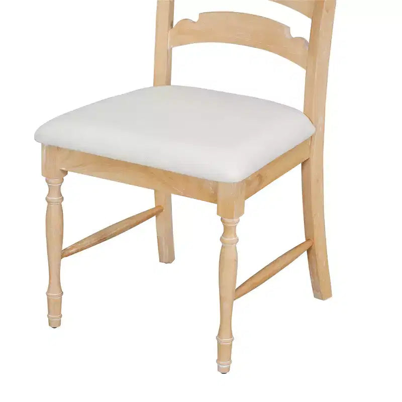 GDFStudio Terry Vintage Rubberwood Upholstered Dining Chairs with Serrated Back Design