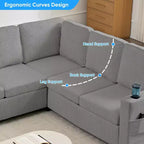 Divano componibile trasformabile Mjkone con letto estraibile, divano letto componibile a L a 5 posti con vano contenitore
