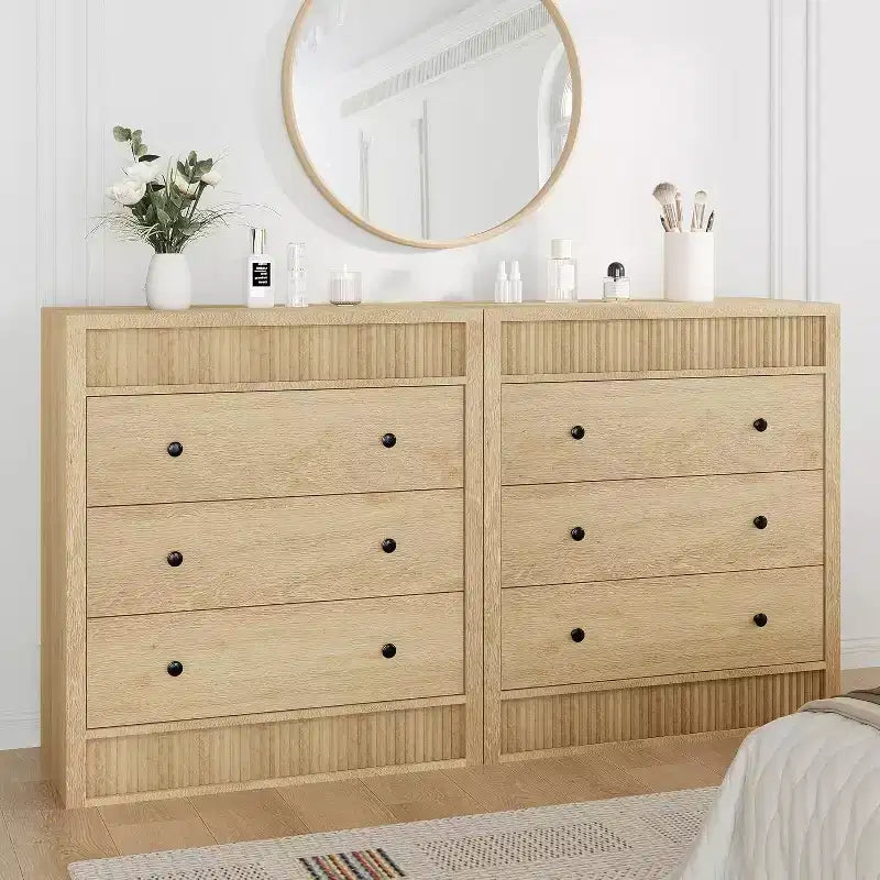 3/5 Drawer Dresser for Bedroom, 31.5 Wide Fluted Chest of Drawers, Modern Wooden Nightstand Storage Cabinet for Hallway, Living Room
