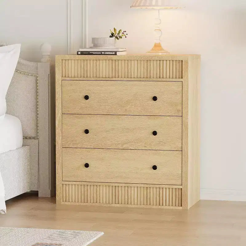 Cassettiera a 3/5 cassetti per camera da letto, Comò scanalato largo 80 cm, Comodino moderno in legno con mobiletto contenitore per corridoio, soggiorno