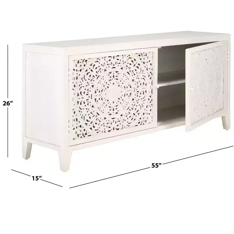 Mobile TV Raura a 2 ripiani e 2 ante - MED5300 - Bianco anticato - Safavieh