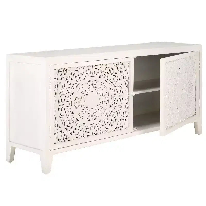 Mobile TV Raura a 2 ripiani e 2 ante - MED5300 - Bianco anticato - Safavieh
