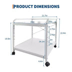 Under Desk Printer Stand, 2 Tier Printer Stand with Height Adjustable Storage Shelf, 20 Deep Large Rolling Printer Cart with Wheels for Home Office