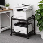 Under Desk Printer Stand, 2 Tier Printer Stand with Height Adjustable Storage Shelf, 20 Deep Large Rolling Printer Cart with Wheels for Home Office