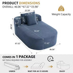 67.5 Corduroy Chaise Lounge Chair, Wide Seat, Deep Seating King Chair with 2 Pillows, Convertible Frameless Sofa Bed for Living Room