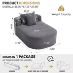 67.5 Corduroy Chaise Lounge Chair, Wide Seat, Deep Seating King Chair with 2 Pillows, Convertible Frameless Sofa Bed for Living Room
