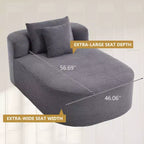 67.5 Corduroy Chaise Lounge Chair, Wide Seat, Deep Seating King Chair with 2 Pillows, Convertible Frameless Sofa Bed for Living Room