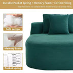 67.5 Corduroy Chaise Lounge Chair, Wide Seat, Deep Seating King Chair with 2 Pillows, Convertible Frameless Sofa Bed for Living Room